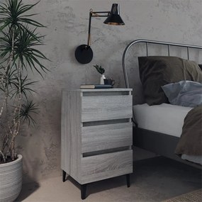 Comodino Con Gambe İn Metallo Grigio Sonoma 40x35x69 Cm /