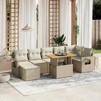 Set Divano da Giardino 8 pz con Cuscini Beige in Polyrattan 3275711