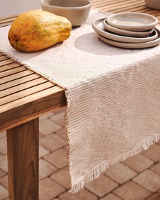 Kave Home - Runner da tavola Vilat beige con frange 46 x 140 cm