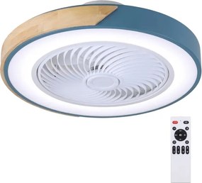 Brilagi - Lampada LED dimmerabile con ventilatore LED/38W/230V 50 cm blu/rovere + telecomando