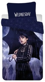 Set copripiumino e federa da bambini blu scuro in cotone per letto singolo 140x200 cm Wednesday "Rain" – Jerry Fabrics