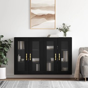 Armadietti A Parete 2 Pz Neri İn Legno Multistrato /