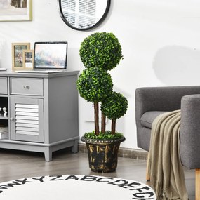 Costway Albero artificiale topiario 91cm con foglie realistiche, Pianta finta per casa ufficio uso interno ed esterno