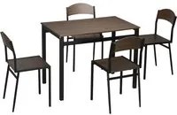 EasyComfort Set da Pranzo da 5 Pezzi con 1 Tavolo Rettangolare 100x63x76.5 cm e 4 Sedie 45x40x82 cm, in Acciaio e MDF