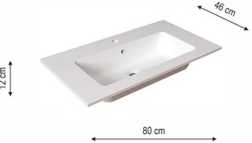 Lavabo a incasso rettangolare L 80.5 x H 14 x P 46 cm in resina bianco opaco