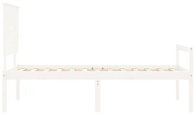 Letto per Anziani con Testiera Bianco 90x200 cm Legno Massello