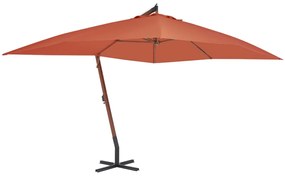 Ombrellone A Sbalzo Con Palo İn Legno 400x300 Cm Terracotta /