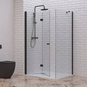 Box doccia 150x90 apertura soffietto 90cm e lato fisso 150cm colore nero | KS7000N - KAMALU