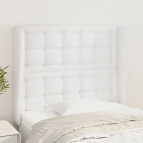 Testiera Ad Orecchio Bianca 93x23x118/128 Cm İn Similpelle /