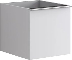 Cassettiera Pixel con 1 cassetto frontale Plain laccato opaco bianco e maniglia alluminio brillante L.40 H.40 P.45,5 cm.