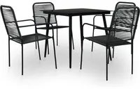 Set da Pranzo da Esterni 5 pz in Corda di Cotone e Acciaio Nero 48569