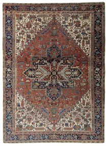 Heriz Tappeto 390 x 290 Rosso (Iran) Annodato A Mano