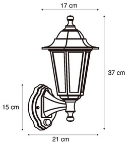 Lampada da parete per esterni nera con sensore di movimento IP44 - New Haven Hammered