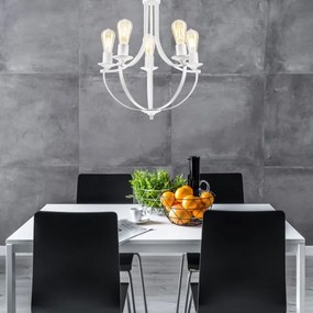 Lampadario a sospensione con catena GINA 5xE27/60W/230V bianco