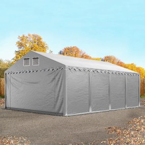 TOOLPORT 5x8 m tenda capannone, altezza 2,6m, PVC 800, telaio perimetrale, grigio, con statica (sottofondo in terra) - (57668)