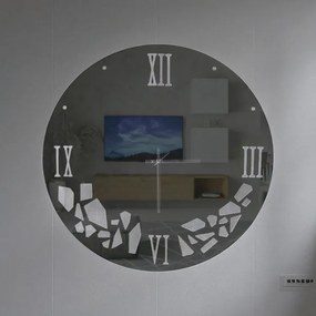 Orologio da parete D65 cm rotondo in vetro specchiato fumé decori grigi - HILDI