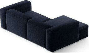 Divano angolare blu scuro (con penisola a sinistra/con chaise lounge) con rivestimento in velluto a coste Bergamo – Cosmopolitan Design