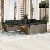 Set Divani da Giardino 11 pz con Cuscini in Polyrattan Grigio 3256634