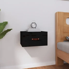 Comodino a muro nero 40x29,5x22 cm
