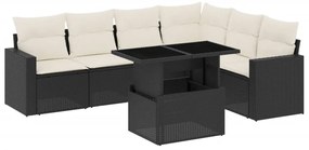 Set divani da giardino con cuscini 7pz nero polyrattan