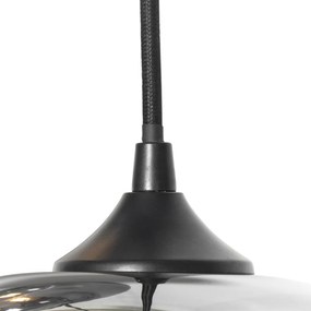 Lampada a sospensione intelligente nera con vetro fumé incl. 3 Wifi P45 - Busa