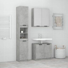 Set Di Mobili Da Bagno 3 Pz Grigio Cemento İn Legno Multistrato /