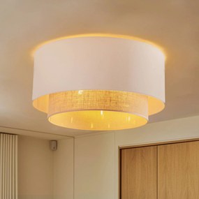 Plafoniera soffitto Boho Duolla, dimmerabile, Crema / Ambra, Camera da letto, Tessuto / Stoffa / Seta, Plafoniera