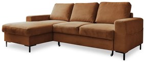 Divano letto angolare in velluto a coste arancione (angolo sinistro) Lofty Lilly - Miuform