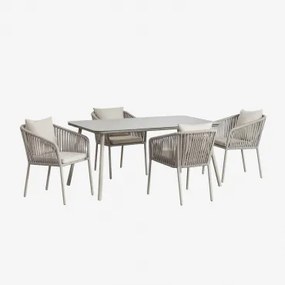 Set composto da tavolo rettangolare (160x90 cm) e 4 sedie da giardino - Sklum
