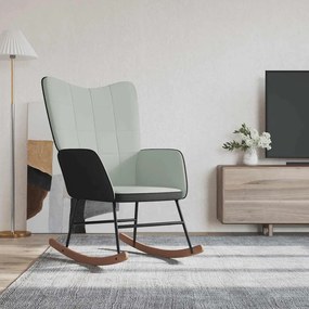 Sedia A Dondolo Grigio Chiaro İn Velluto E Pvc /