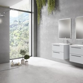 Mobile da bagno sotto lavabo Mia grigio laccato opaco L 60 x H 55 x P 45 cm 2 cassetti, lavabo non incluso