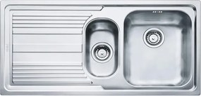 Lavello integrato 1.5 vasche in inox argento FRANKE Logica Line L 50 x L 100 cm, sgocciolatoio a sinistra