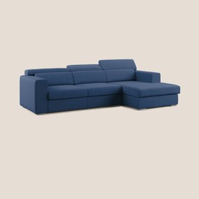 Vegas divano angolare con poggiatesta reclinabili in microfibra impermeabile T11 blu