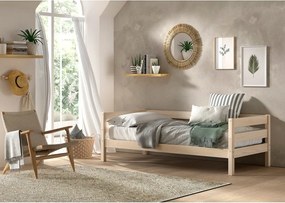 Letto da bambini di colore naturale in pino massiccio con rete inclusa 90x200 cm Margrit – Vipack
