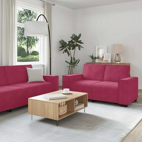 Set Di Divani 2 Pz Con Cuscini Rosso Vino İn Velluto /