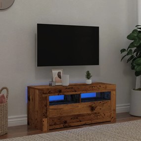 Mobile Porta Tv Con Led Legno Antico 90x35x40 Cm Multistrato /