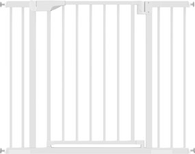 Cancello di Sicurezza per Bambini e Animali 76-103x76 cm Chiusura Automatica e Montaggio a Pressione Bianco...