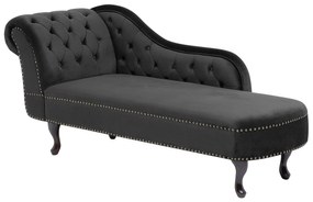 Chaise longue sinistra in velluto nero NIMES Beliani