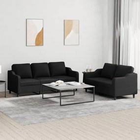 Set Di Divani 2 Pz Con Cuscini Nero İn Tessuto /