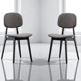 Set 2 sedie ATENA grigio in ecopelle imbottita per cucina e pranzo
