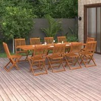 Set Pranzo da Giardino 11 pz in Legno Massello di Acacia cod mxl 34817