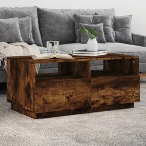 Tavolino Da Soggiorno Con Luci Led Rovere Fumo 90x49x40 Cm /