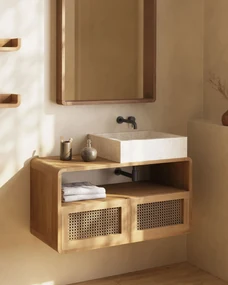 Kave Home - Mobile da bagno Sabiela in legno massello di teak 86 x 45 cm