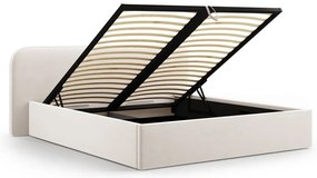 Letto matrimoniale imbottito avorio con contenitore e rete inclusi 180x200 cm Elizabeth – Micadoni