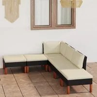 Set Divani da Giardino 6 pz con Cuscini in Polyrattan Nero 3059737