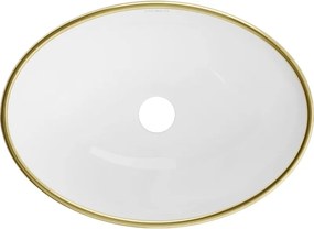 Mexen Elza lavandino da appoggio 40 x 33 cm, bianco/oro motivo griglia - 21014009