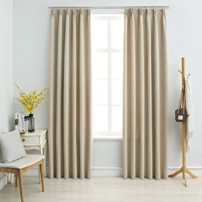 Tende Oscuranti Con Ganci 2 Pz Beige 140x175 Cm /