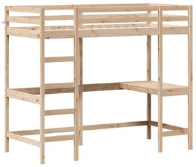 Letto soppalco con scrivania 90x190 cm legno massello pino