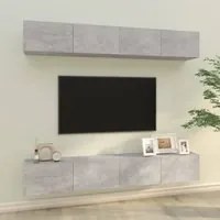 Mobili Porta TV a Parete 4 pz Grigio Cemento 100x30x30 cm 3114193