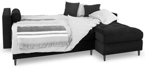 Divano letto angolare in velluto nero, angolo destro Santo - Milo Casa